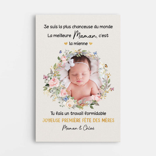 5139CFR1 toile personnalisee photo la meilleure maman du bebe 5139c8uaa
