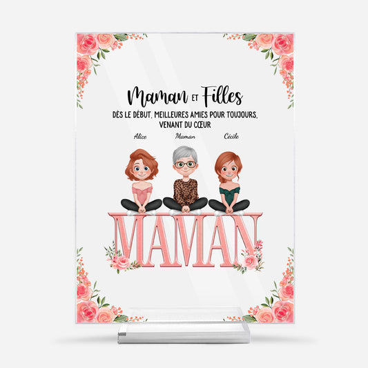 5140RFR1 plaque en acrylique personnalisee maman et filles 5140rkmma