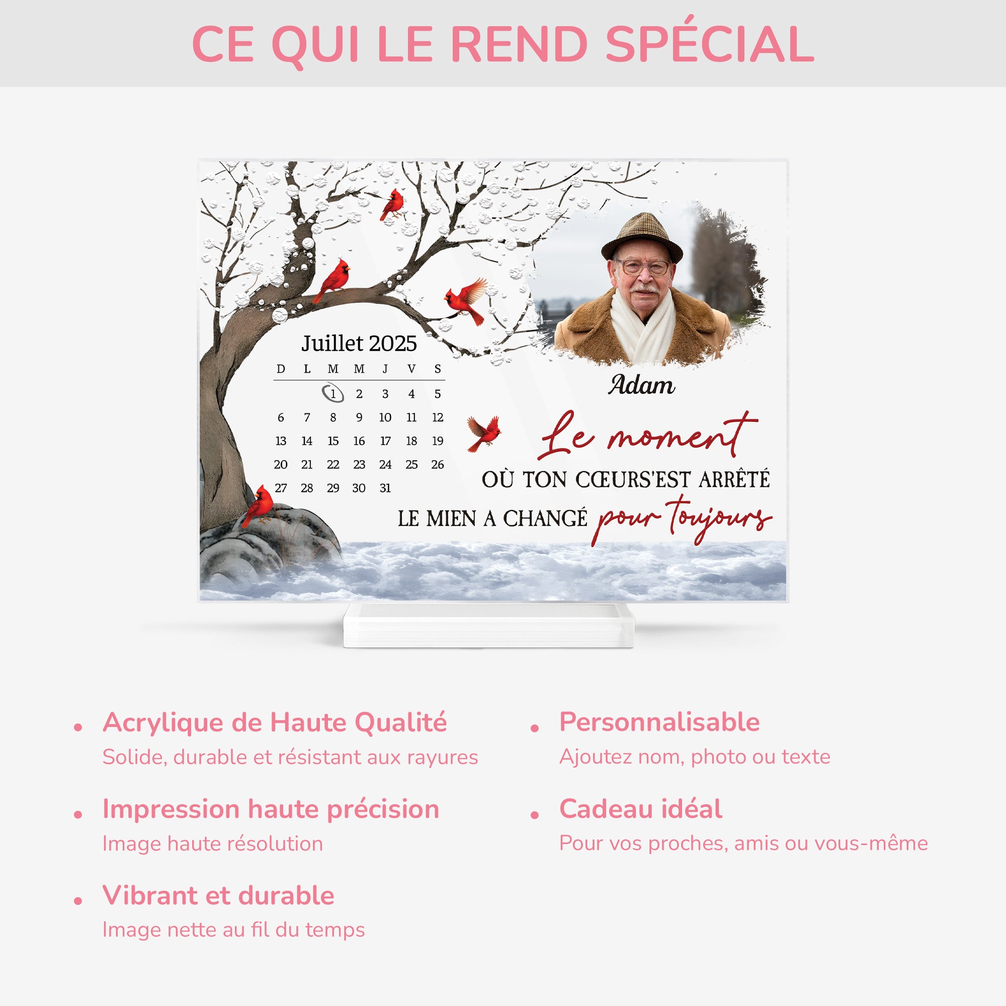 5142RFR5 plaque en acrylique personnalisee photo le moment ou ton coeur sest arrete 5142r86tb