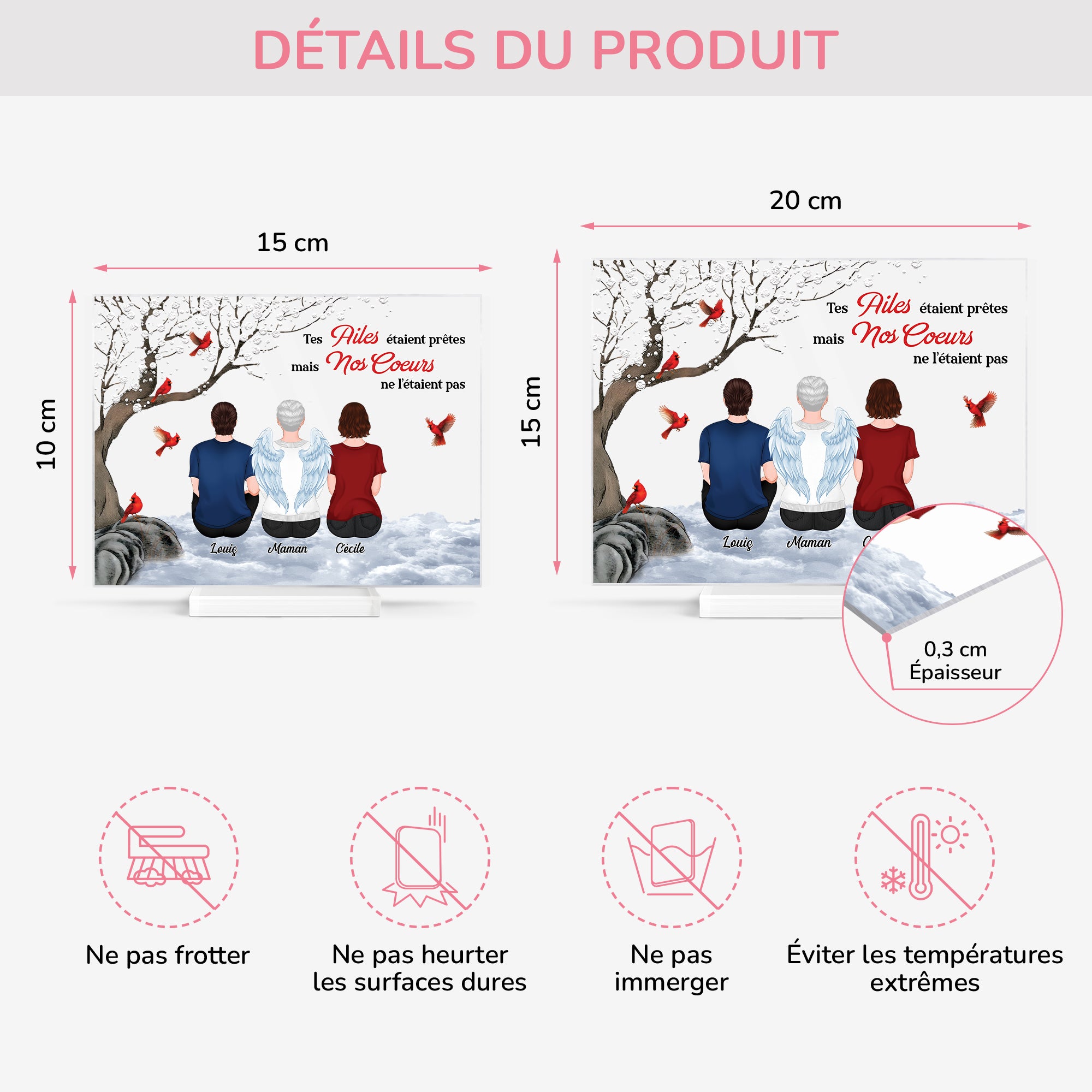 5147RFR4 plaque en acrylique personnalisee femme nos coeurs n_etaient pas prets cadeau commemoratif 5147r36za