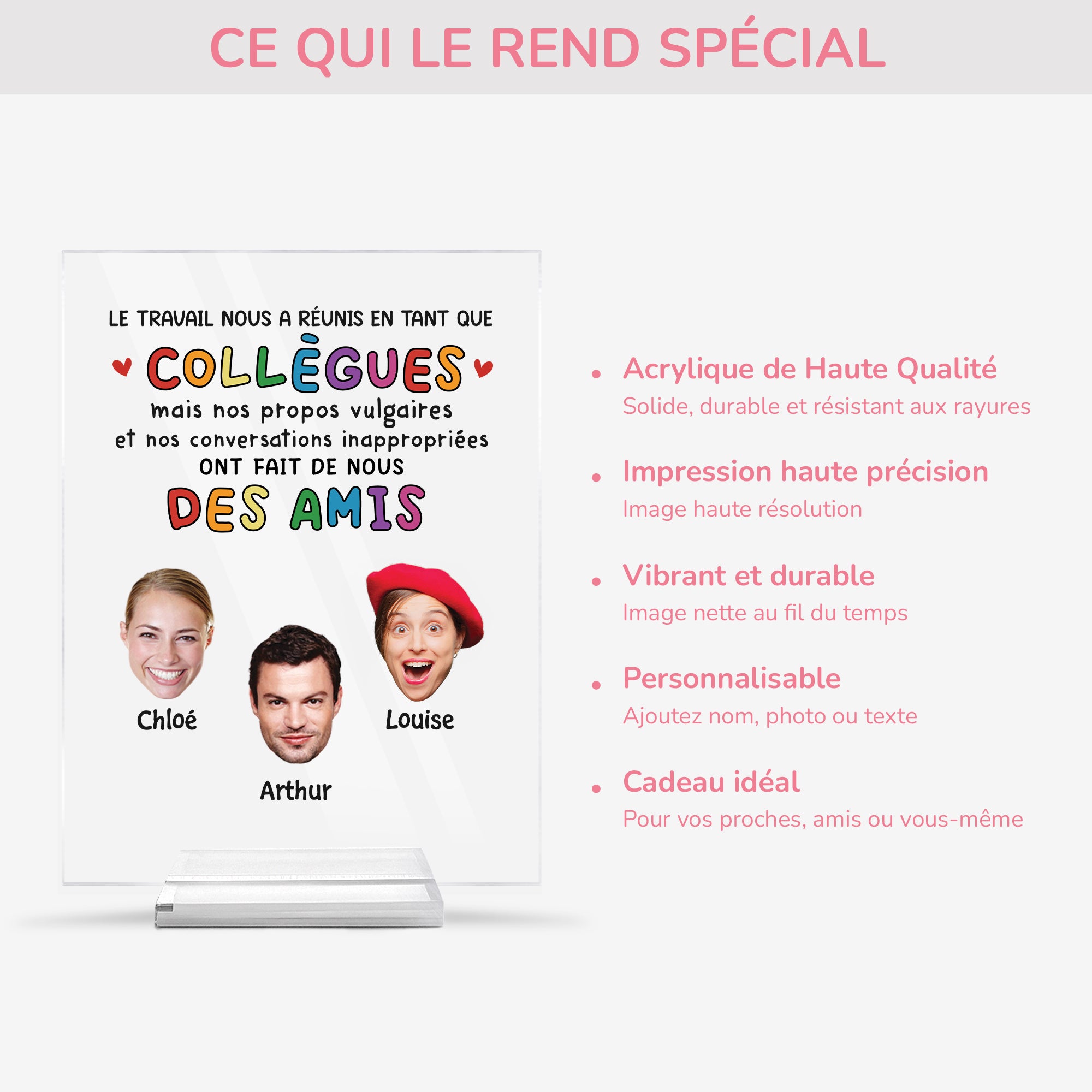 5149RFR5 plaque en acrylique personnalise avec visage le travail nous a reunis 5149r3lzo_a07476dc da86 4cf0 b8a0 e25537956122
