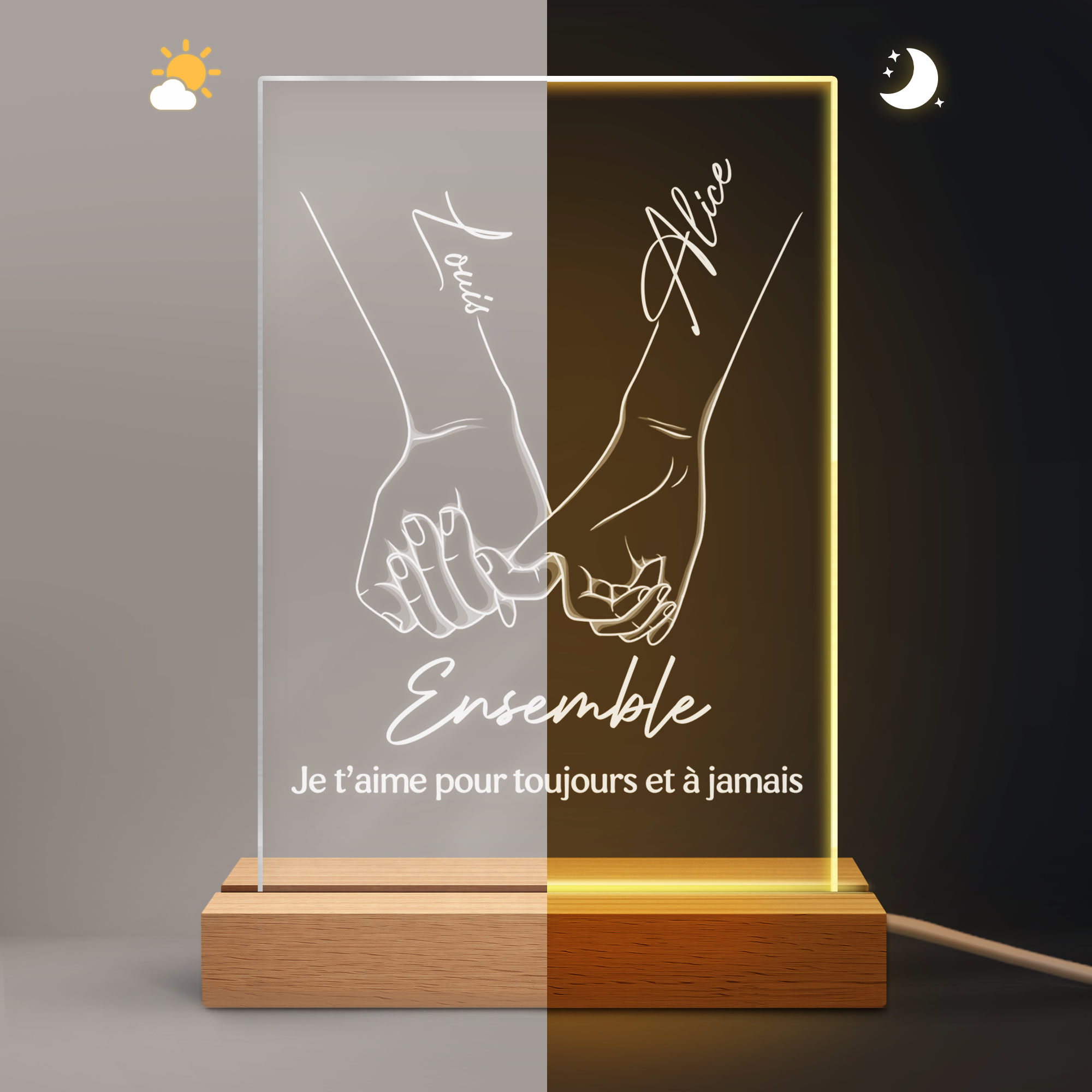 5150LFR2 de notre premier baiser veilleuse personnalisee couple 5150ltfng