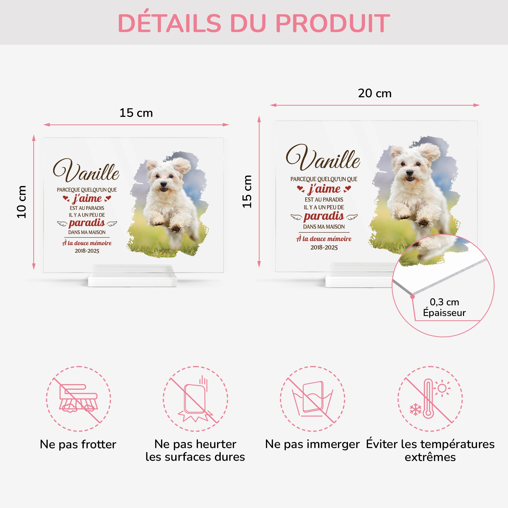 5154RFR4 plaque en acrylique personnalisee paradis dans ma maison cadeau commemoratif chien 5154rttnc