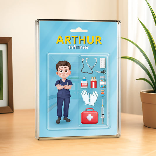 5161RFR2 plaque en acrylique personnalisee avec prenom infirmiere design cartoon 5161r3hmn