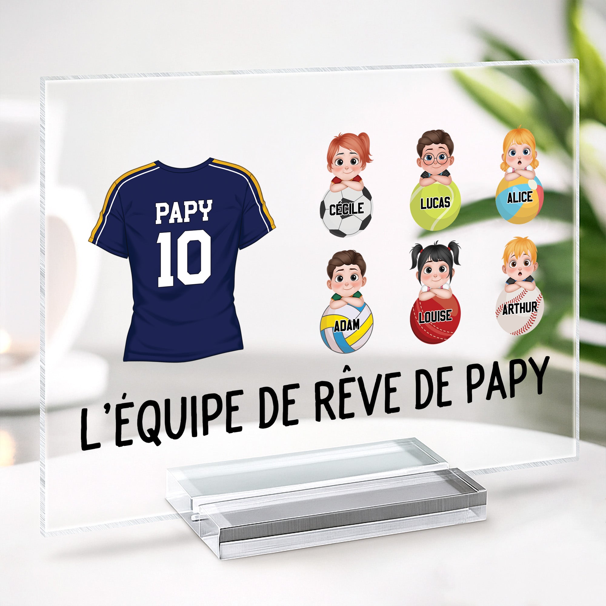 5166RFR2 plaque en acrylique personnalisee l_equipe de reve de papa sportif 5166rtymb
