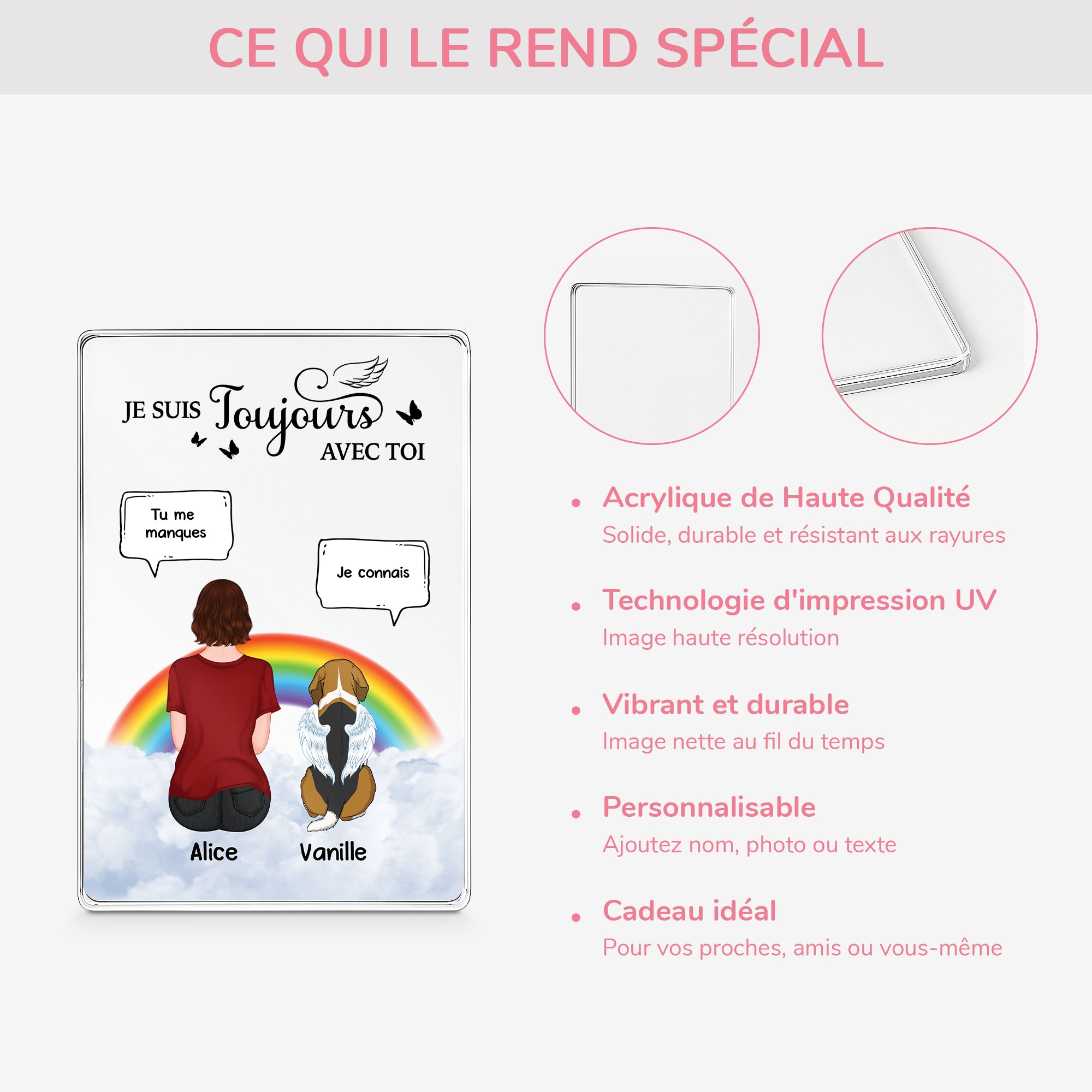 5174RFR4 plaque en acrylique personnalisee avec chien je suis toujours avec toi 5174r8gzc