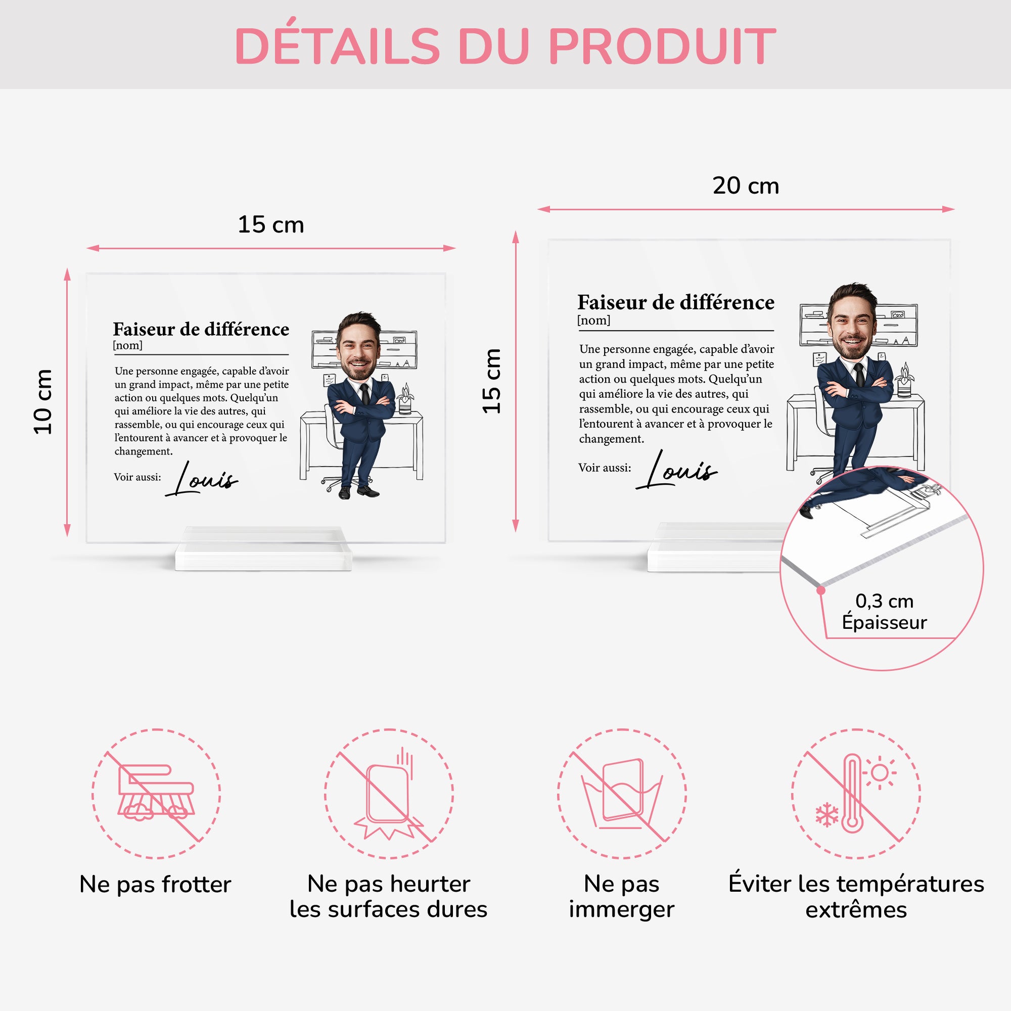 5179RFR4 plaque en acrylique personnalisee avec photo faiseur de difference 5179r6mza