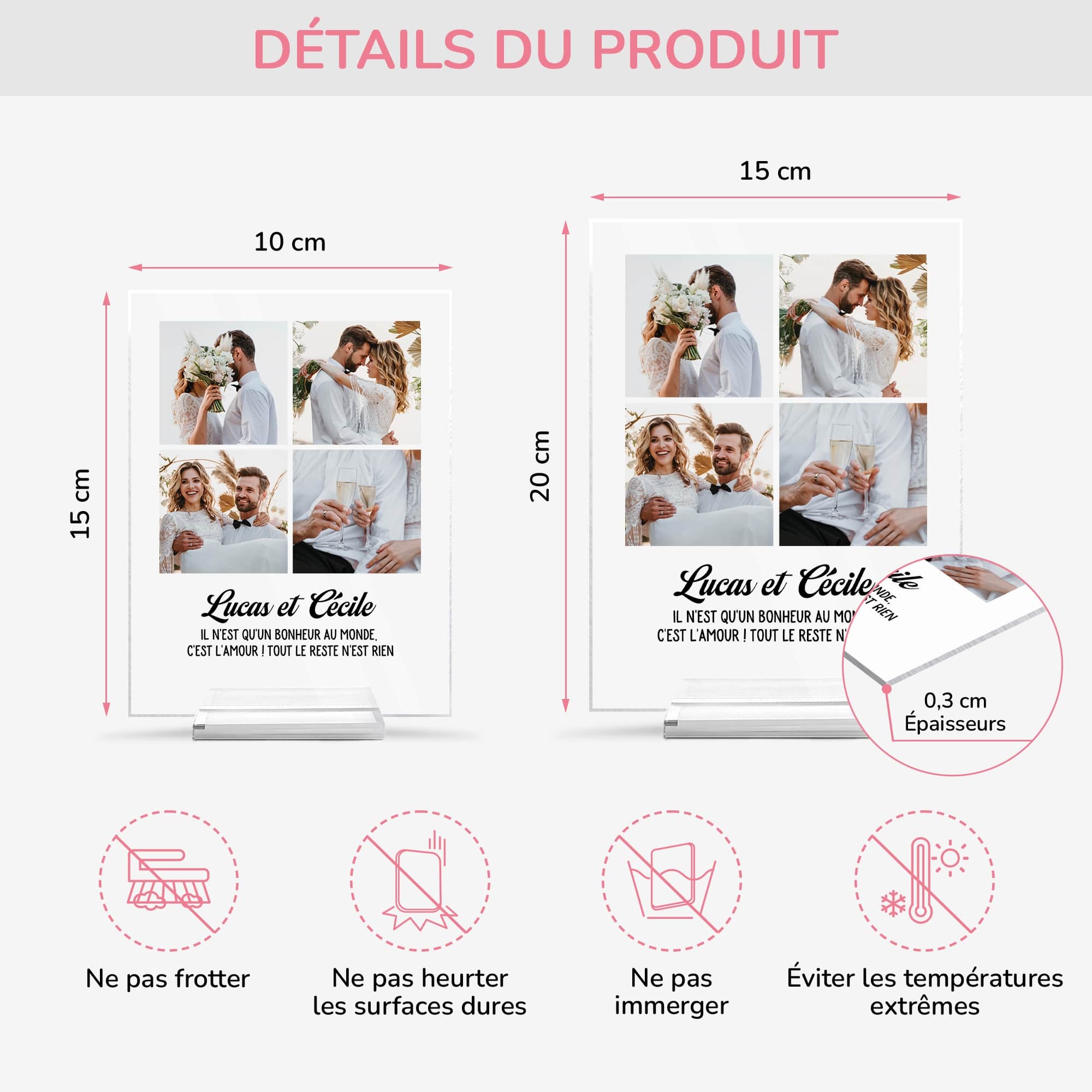5180RFR4 plaque en acrylique personnalisee pour couple le couple unique 5180r665g