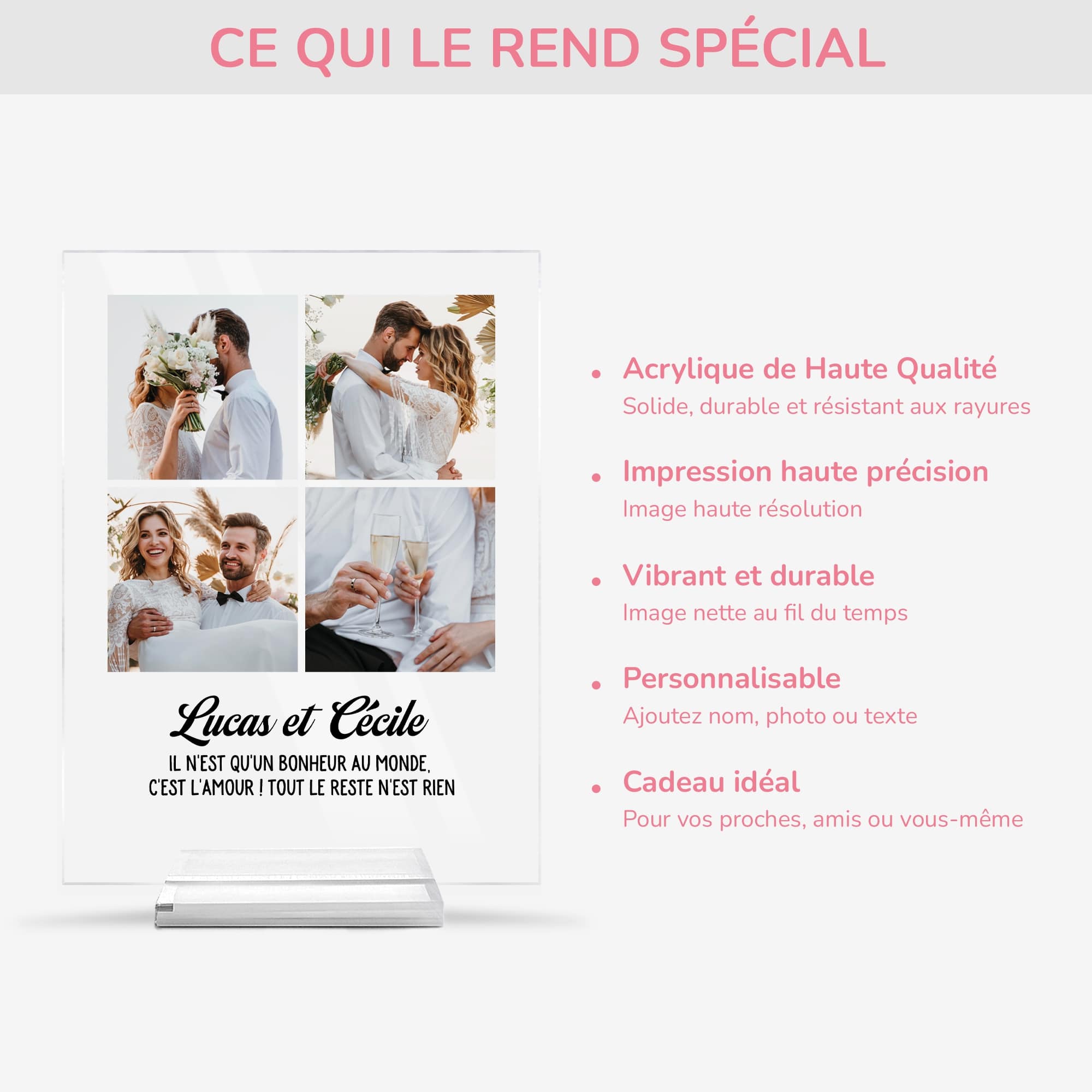 5180RFR5 plaque en acrylique personnalisee pour couple le couple unique 5180r665g