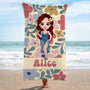 5187BFR2 serviette de plage personnalise femme charmante version florale 5187bkgaa