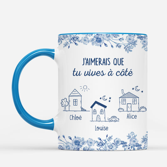 5191MFR2 mug meilleure amie personnalise vivre a cote fleurs bleues 5191m3yaf