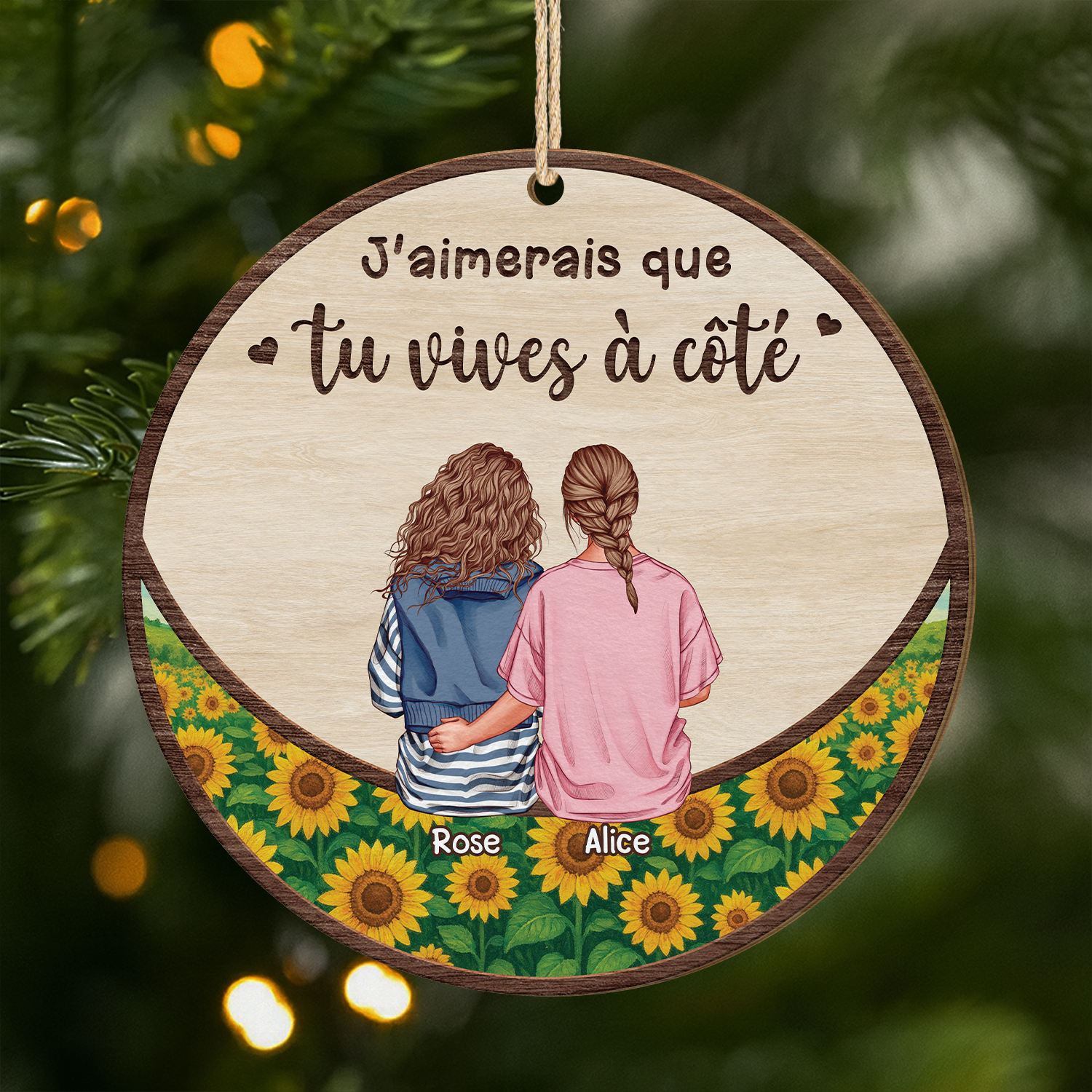 5198OFR1 ornement noel en bois a 1 couche personnalise pour amie vivre a cote 5198o3zzf