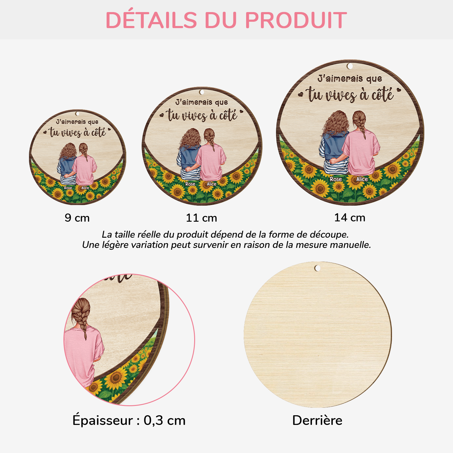 5198OFR3 ornement noel en bois a 1 couche personnalise pour amie vivre a cote 5198o3zzf