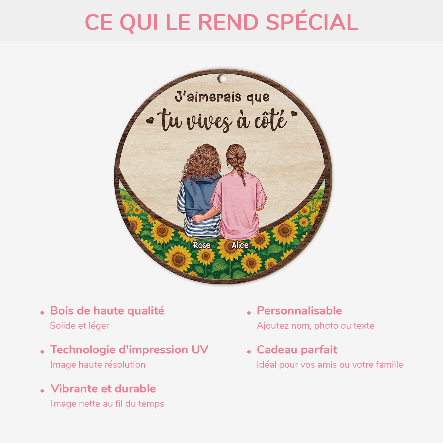 5198OFR4 ornement noel en bois a 1 couche personnalise pour amie vivre a cote 5198o3zzf