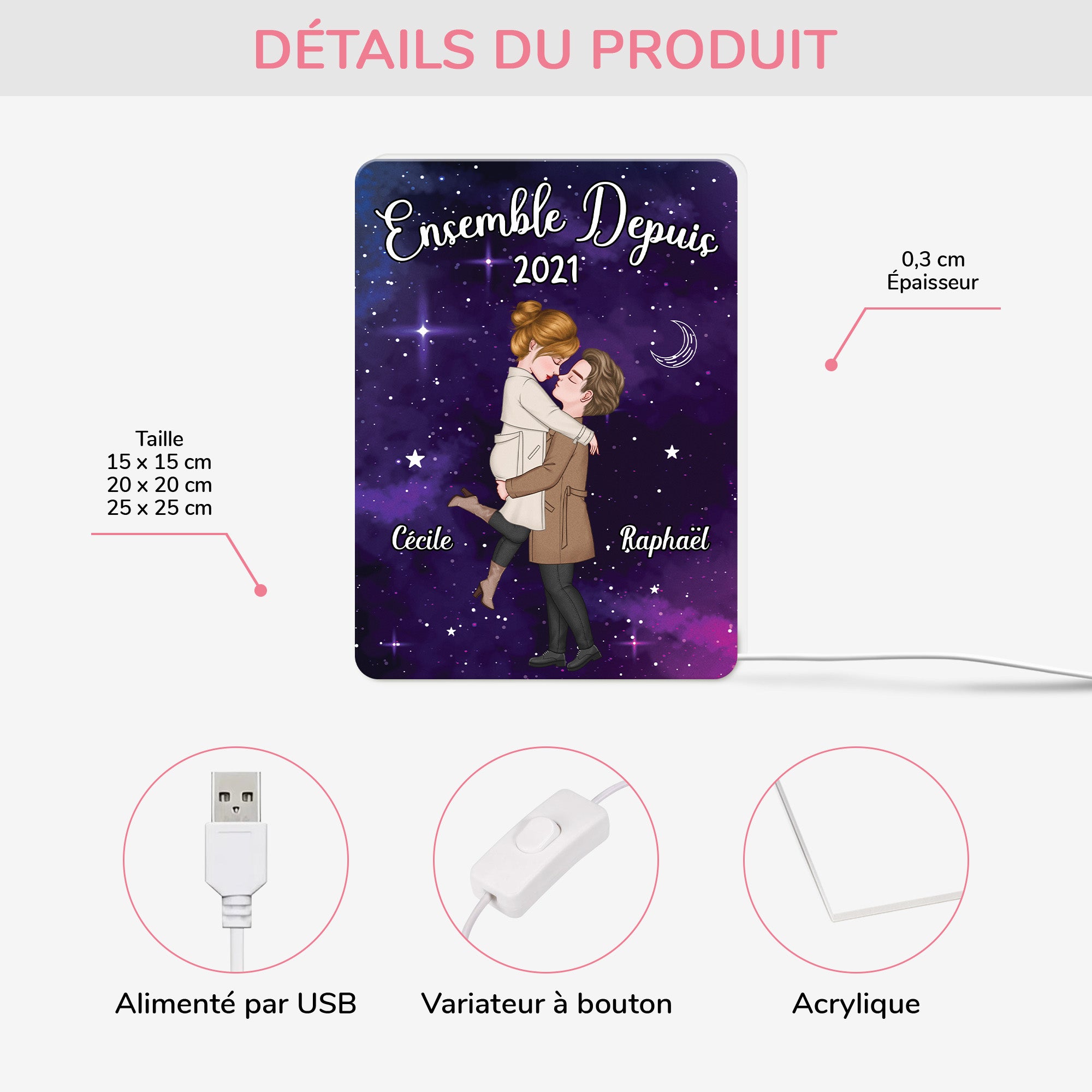 5205LFR3 lightbox personnalisable pour couple ensemble depuis 5205l8mtg