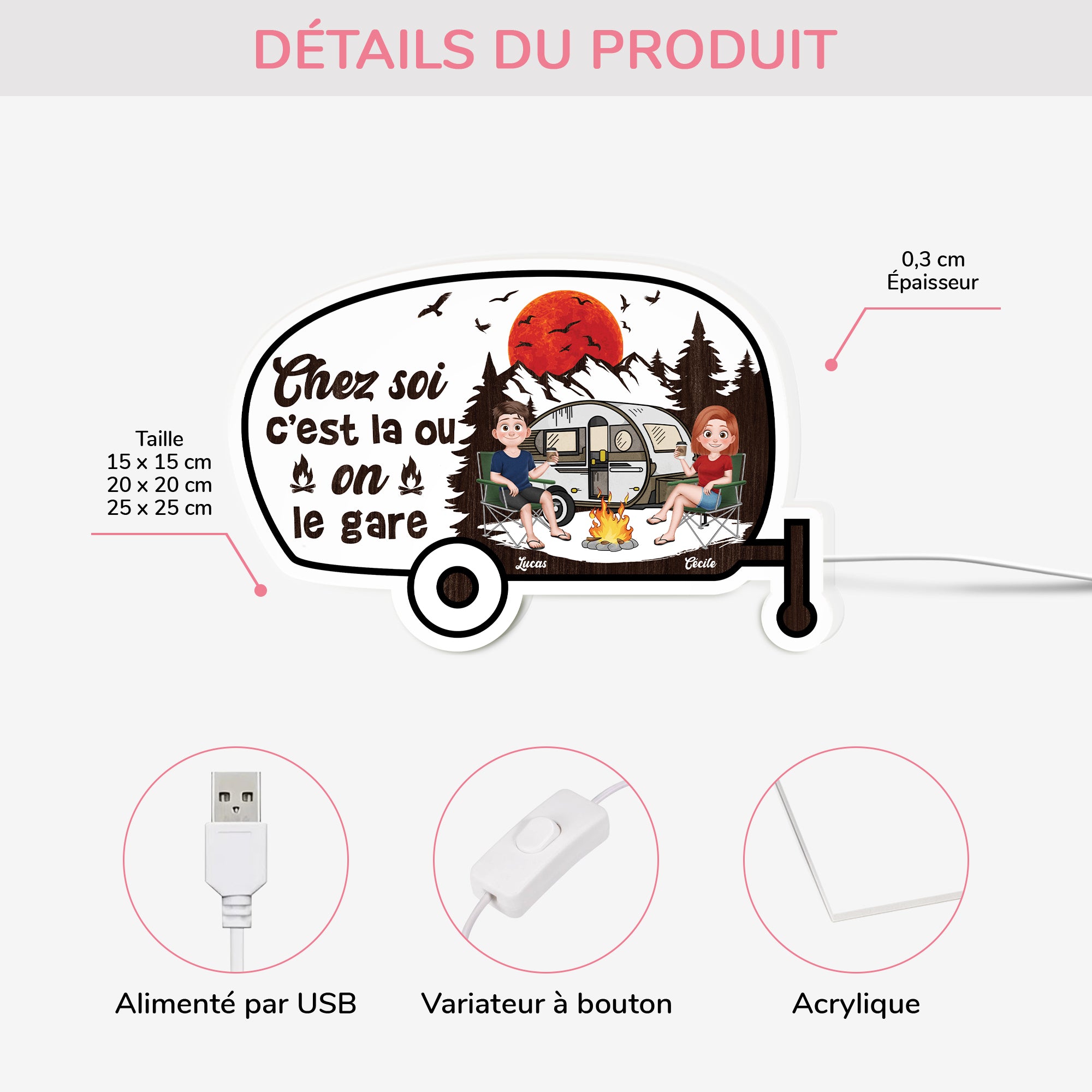 5231LFR3 lightbox personnalisable pour couple la ou on le gare 5231ltlzg