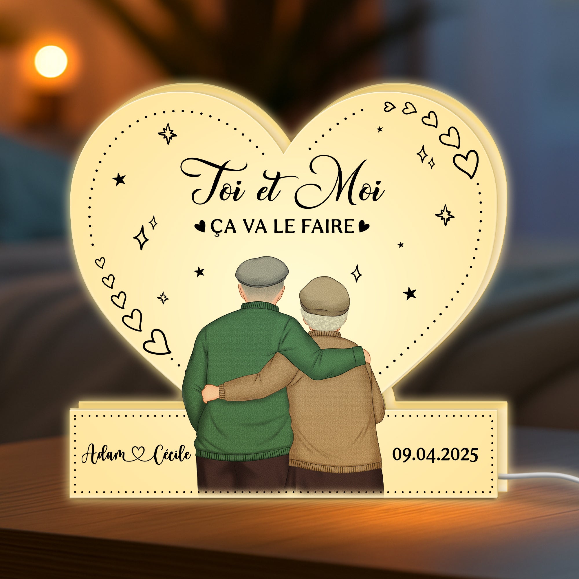 5250LFR2 lightbox personnalisable pour couple toi et moi 5250ltlng