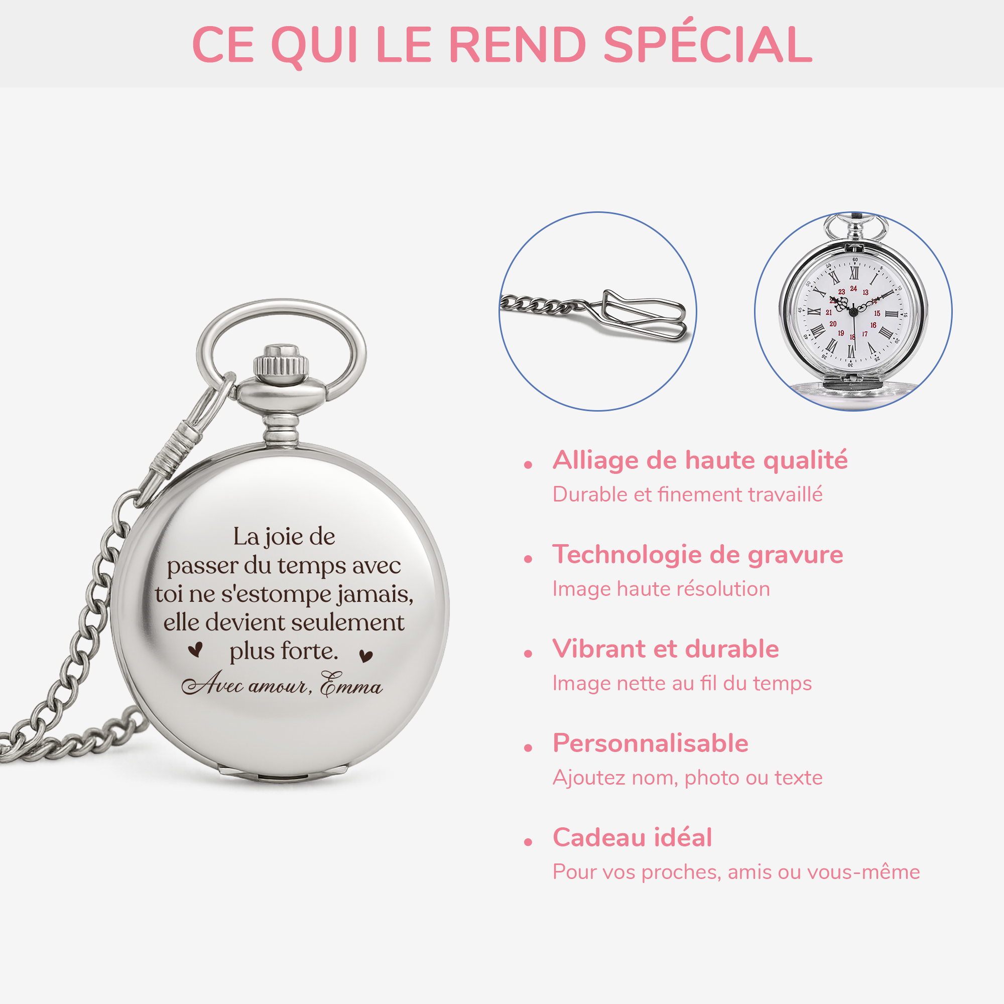 5252OFR4 montre de poche personnalisable pour couple la joie plus forte 5252o8u5g