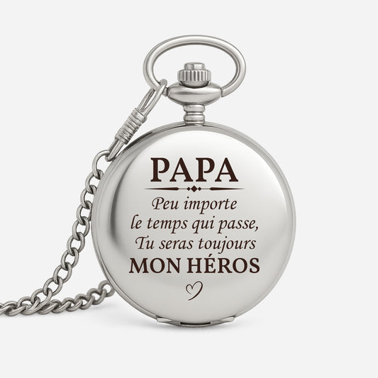 5258OFR1 montre de poche personnalisable papa toujours mon heros 5258o3qmb