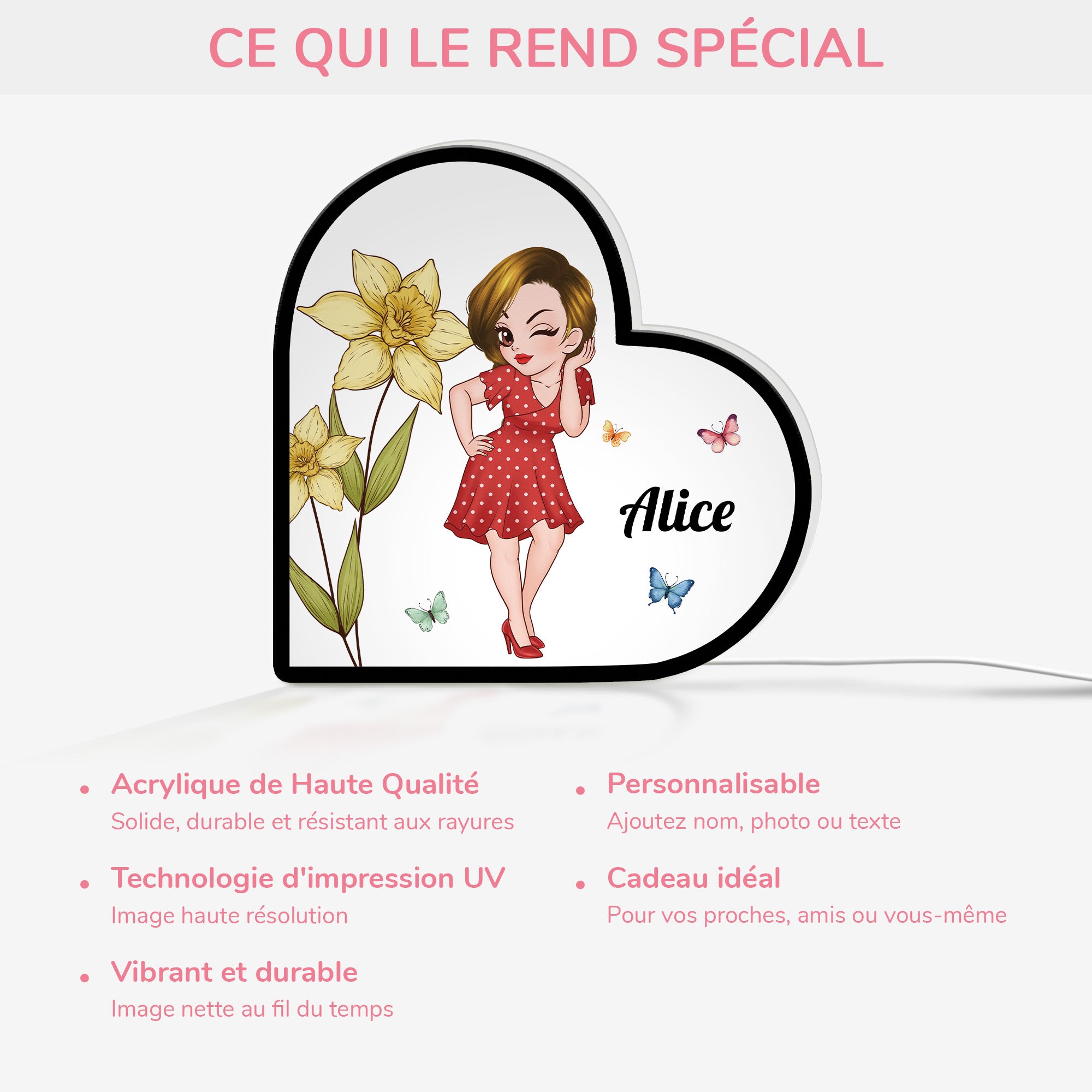 5262LFR4 lightbox personnalisable femme charmante avec fleurs 5262ltkta