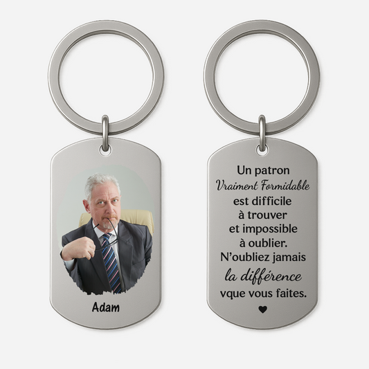 5287JFR1 porte cle aluminium personnalise photo un patron vraiment formidable 5287j