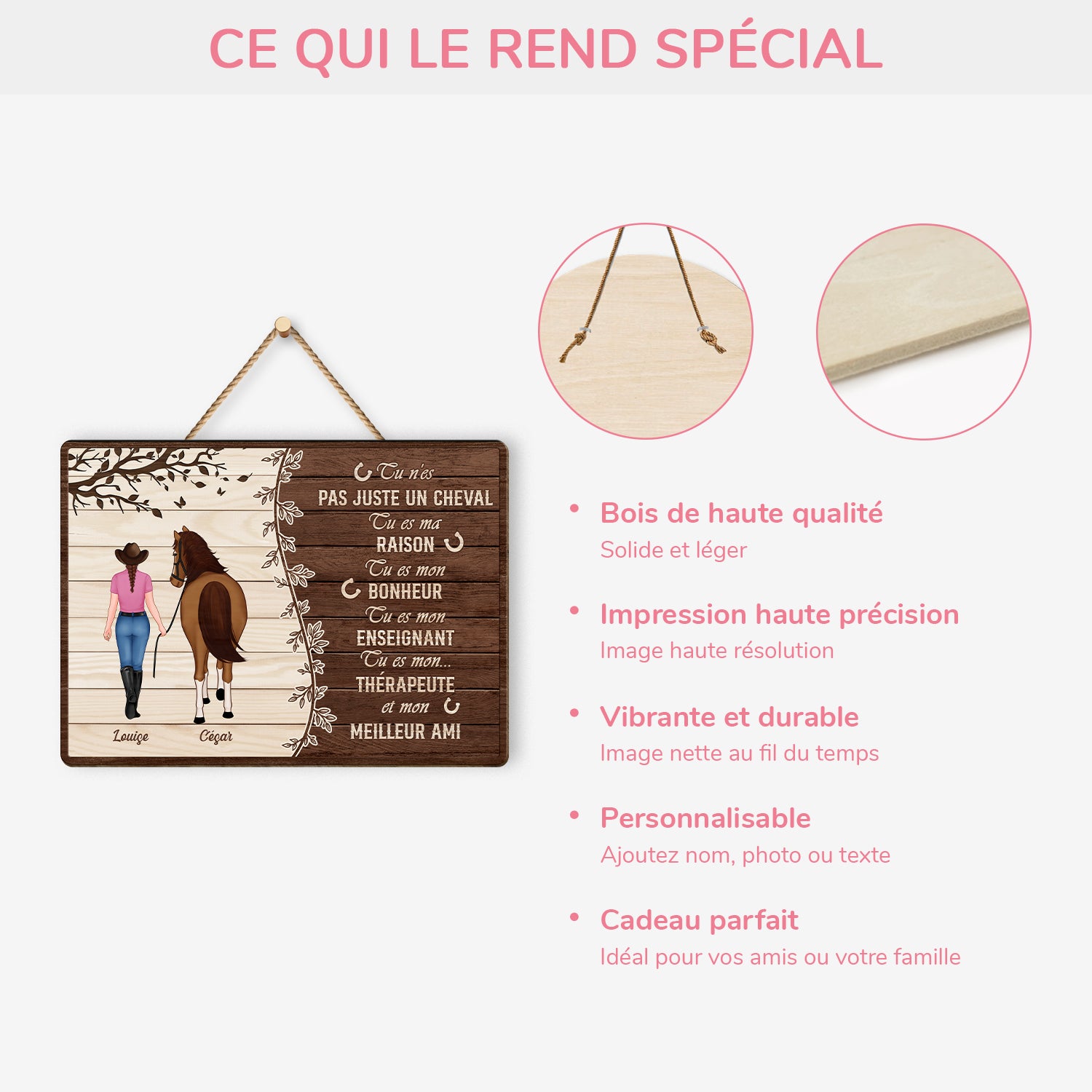 5299QFR4 plaque en bois personnalisee pour femme pas juste un cheval 5299qtvzu