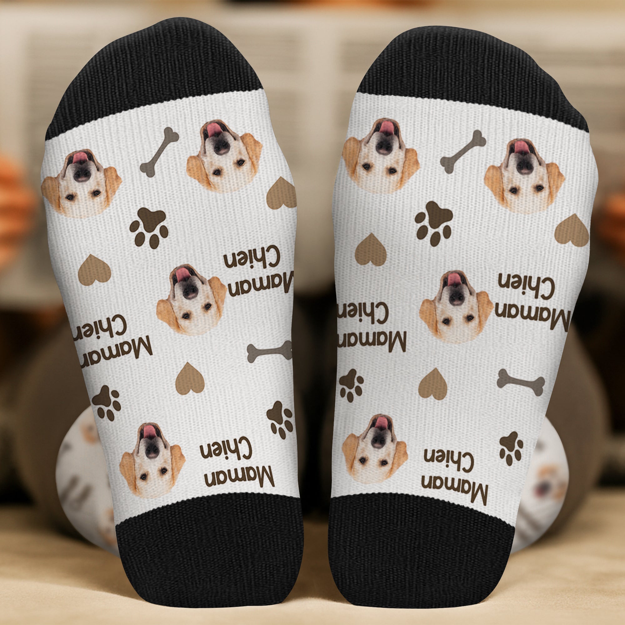 5300JFR2 chaussettes personnalisees avec tete de chien maman chien 5300jtqnc