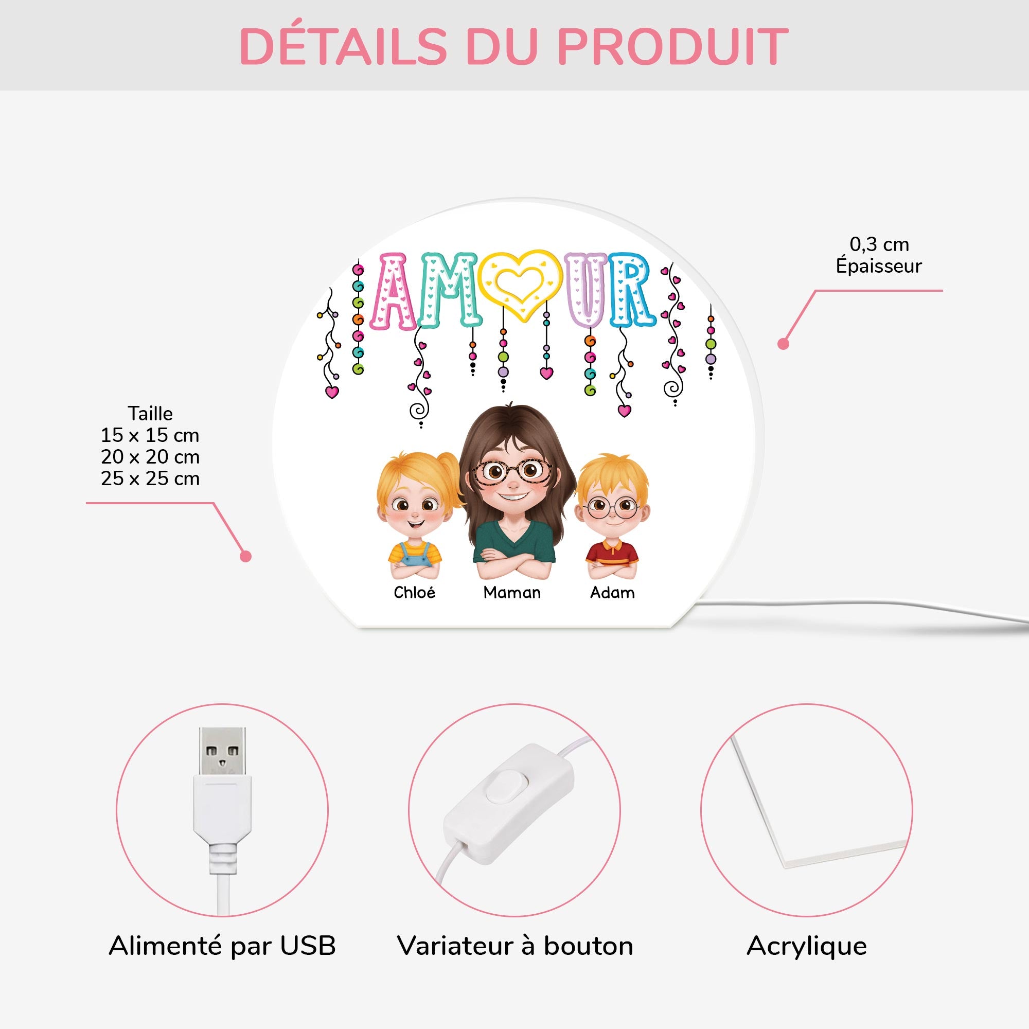 5319LFR3 lightbox personnalisable pour maman amour version coloree 5319lkgaa