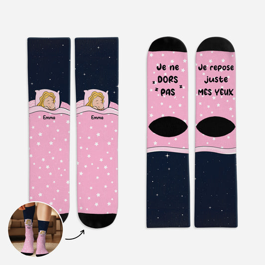 5320JFR1 chaussettes personnalisees humour je ne dors pas 5320J3ZZB