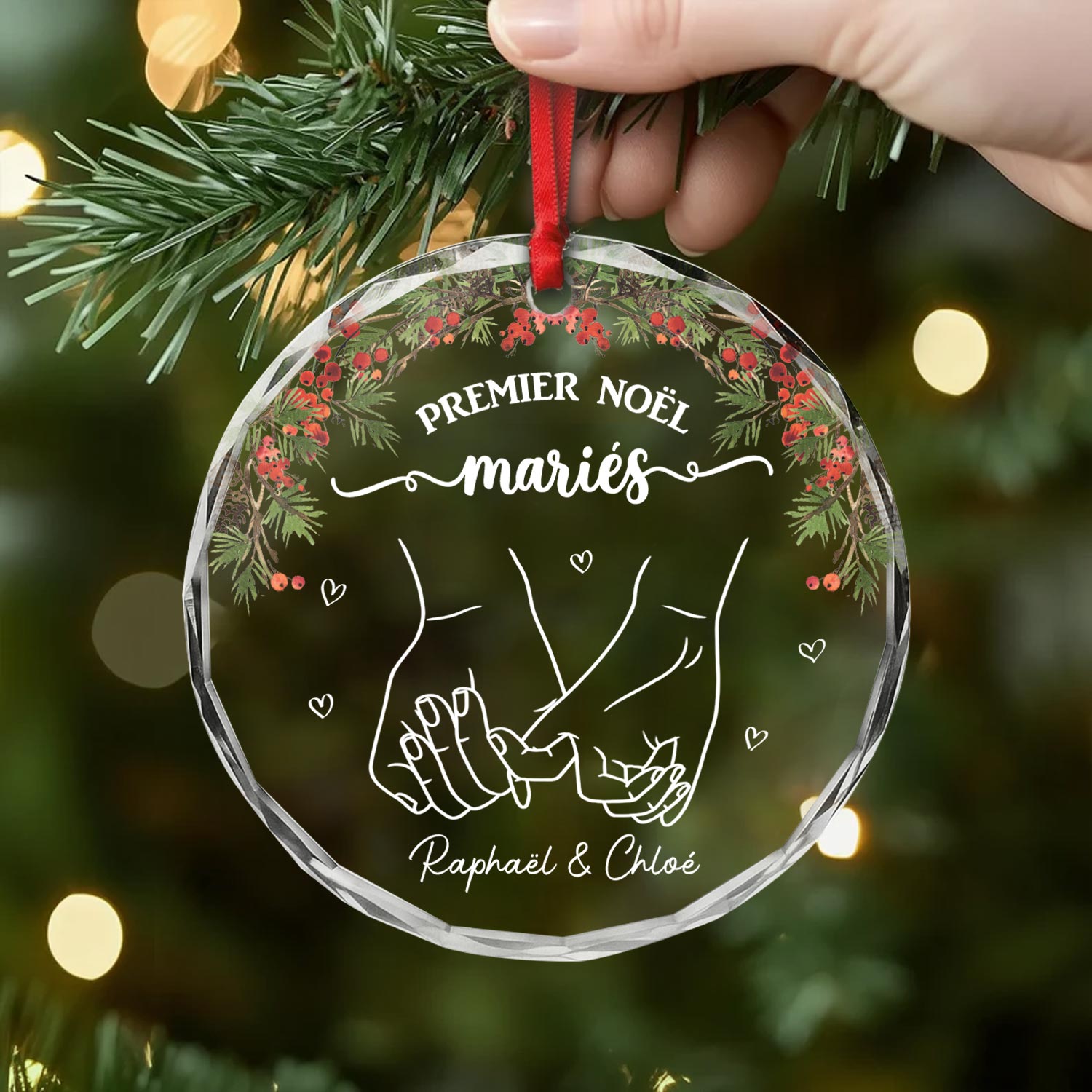 5343OFR2 ornement en verre personnalise premier noel en tant que mari et femme 5343okmag