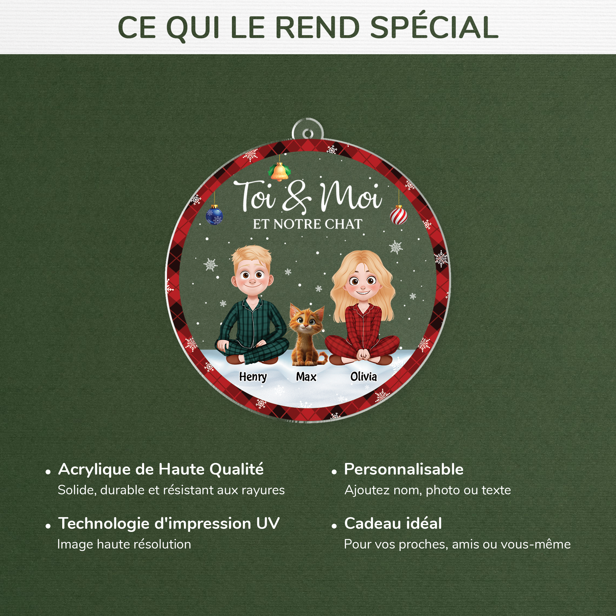 5360OFR4 ornement noel en acrylique personnalise couple toi moi et notre chat 5360okz0d