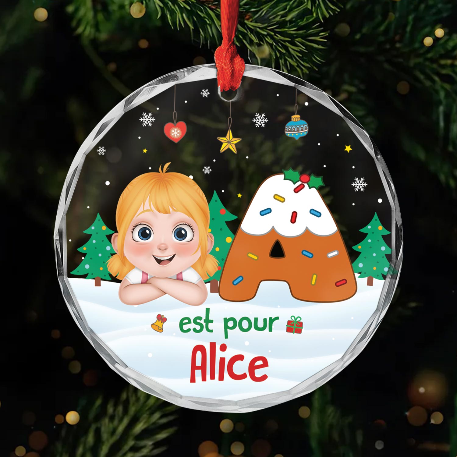 5371OFR1 ornement en verre noel enfant personnalise a est pour alice 5371okhak