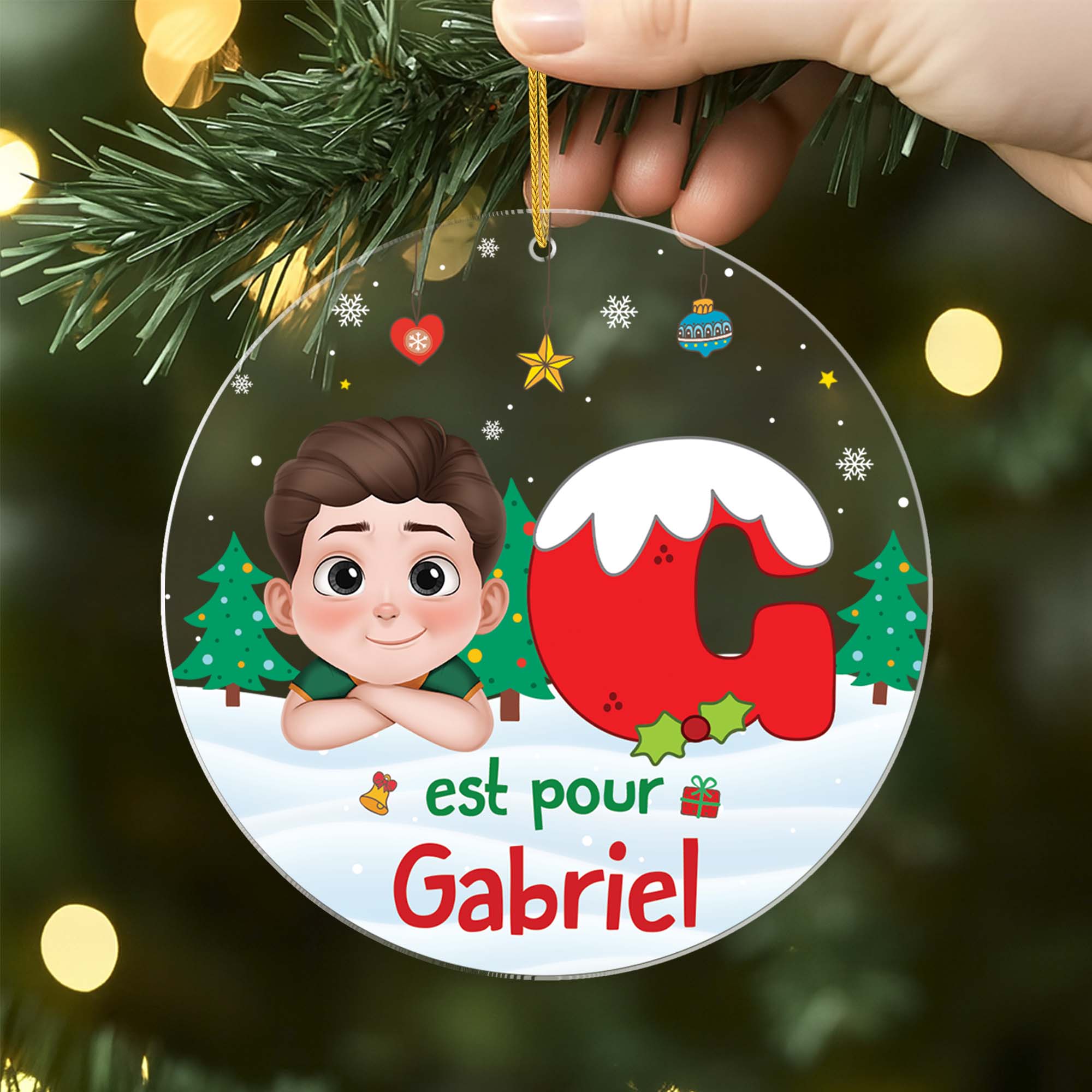 5371OFR2 ornement noel acrylique personnalise pour enfant a est pour alice 5371okq5k