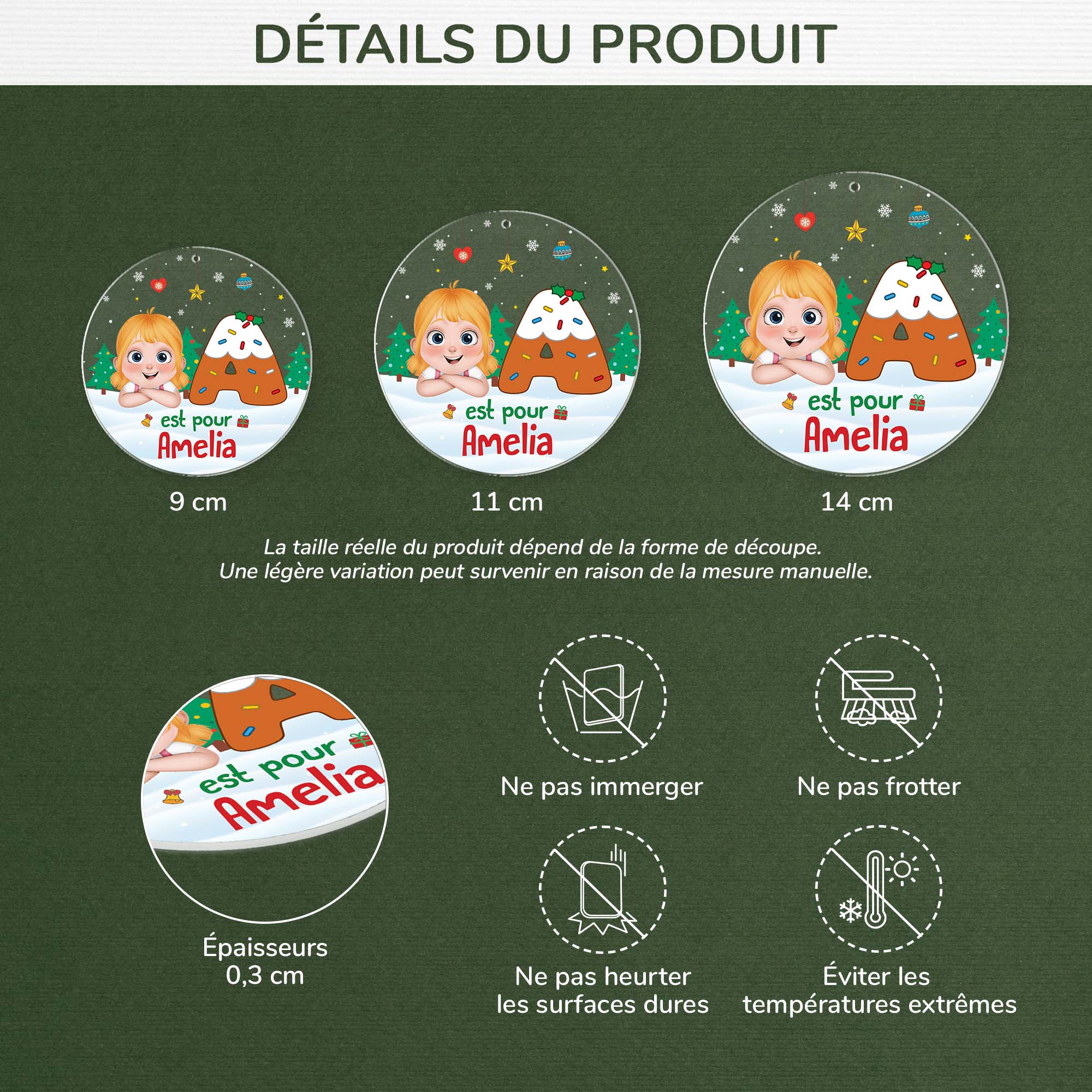 5371OFR3 ornement noel acrylique personnalise pour enfant a est pour alice 5371okq5k