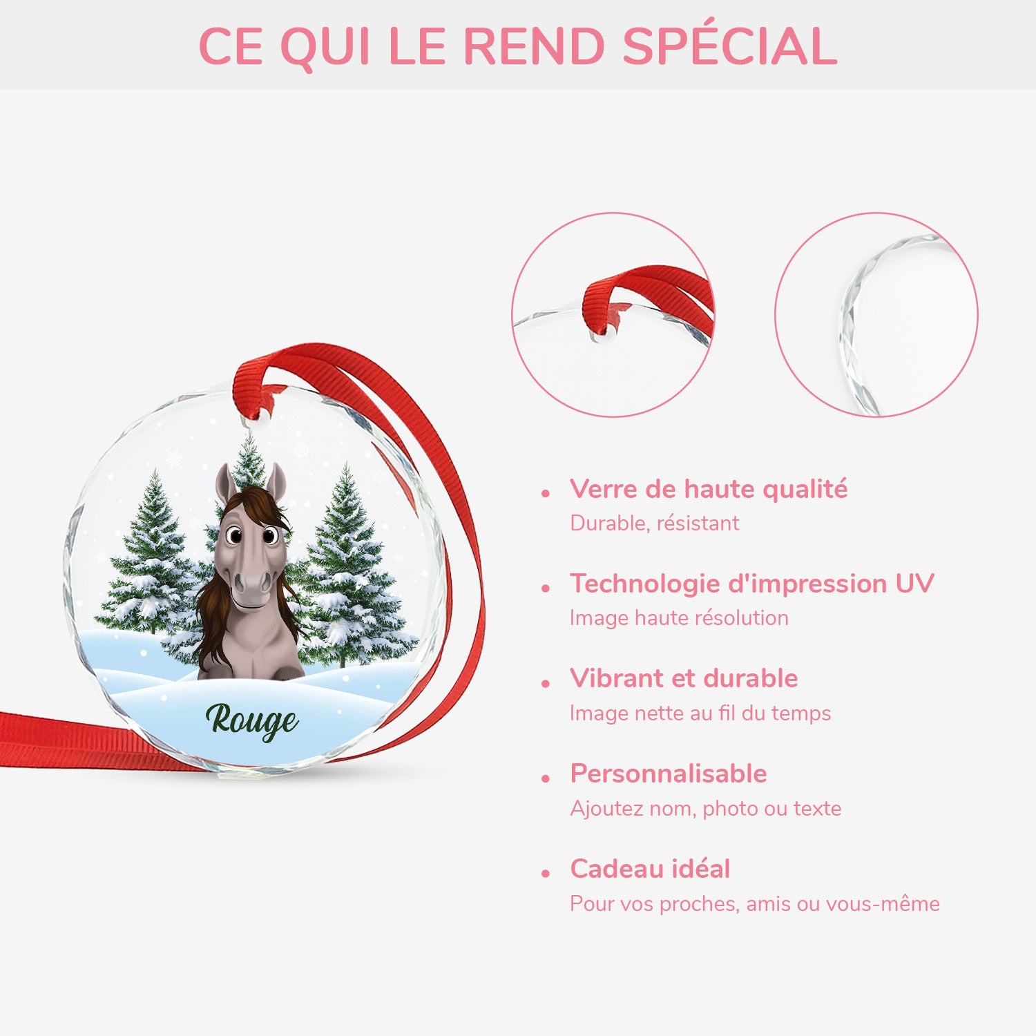 5379OFR4 ornement en verre noel cheval sapin personnalise photo 5379oktmu