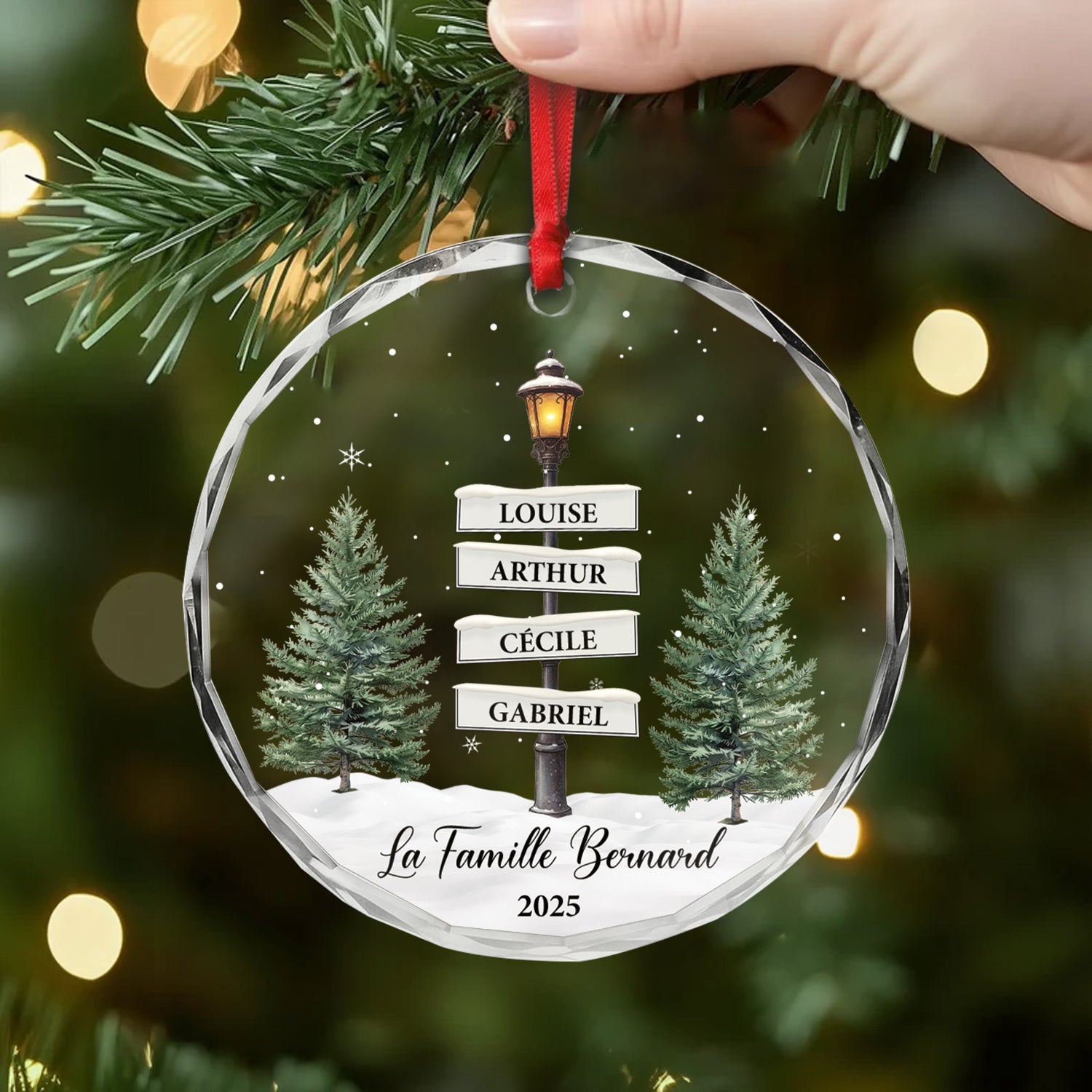 5381OFR2 ornement en verre personnalise lampadaire noel de famille 5381otgzi