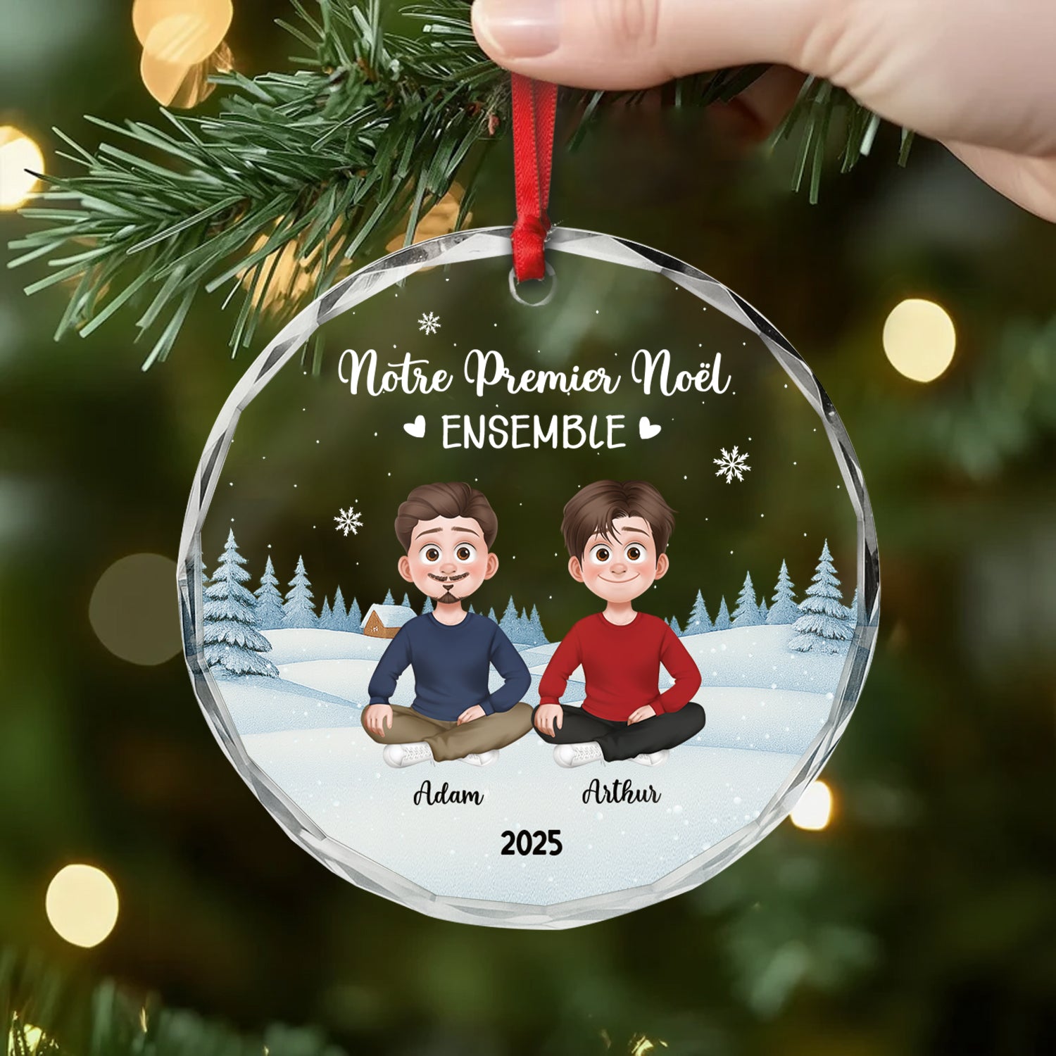 5398OFR2 ornement en verre couple personnalise notre premier noel ensemble 5398o3zcg