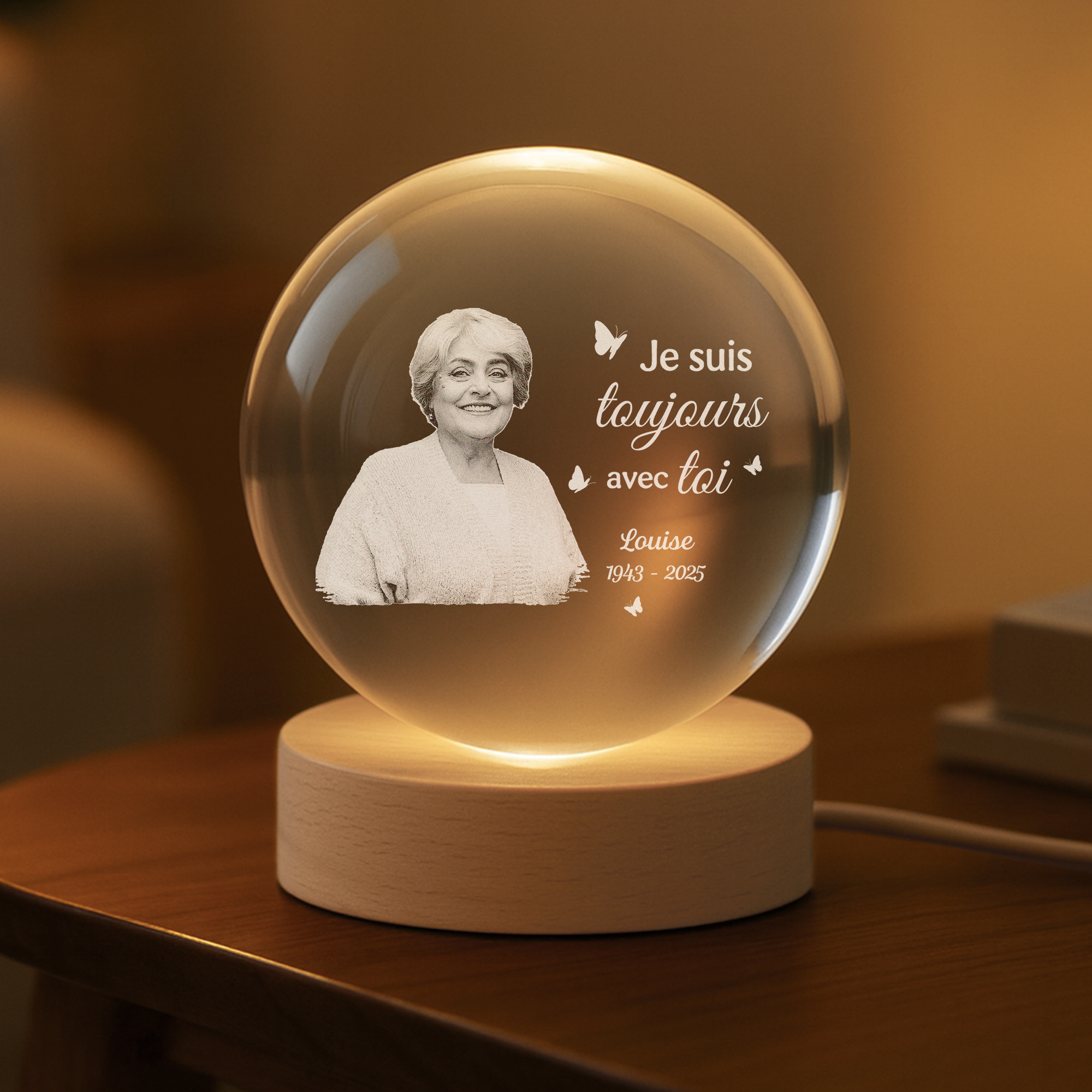 5399LFR2 veilleuse boule de cristal personnalisee commemorative avec photo je suis toujours avec toi 5399l8hnb