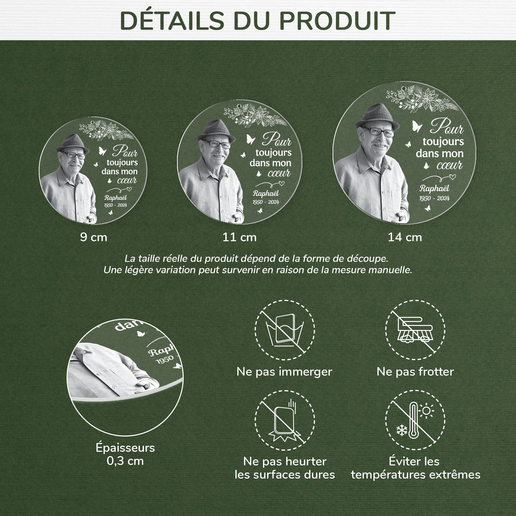 5399OFR3 ornement acrylique personnalise commemoratif avec photo je suis toujours avec toi 5399o8pnb