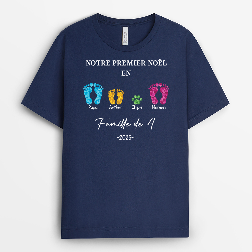 5401AFR2 ornement en verre personnalise notre premier noel en famille avec pieds 5401a3zqi
