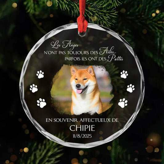 5408OFR1 ornement en verre personnalise commemoratif chien photo les anges ont des pattes 5408okqcc