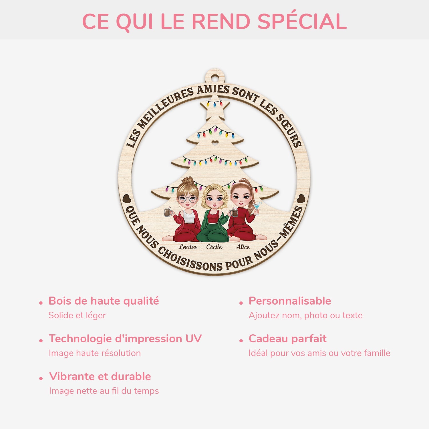 5416OFR4 ornement noel en bois a 1 couche personnalise meilleures amies sont les soeurs que lon choisit 5416o6tzf