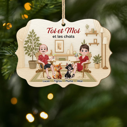 5418OFR1 ornement noel en bois a 2 couches personnalise couple chat toi et moi et notre bebes a fourrure 5418o6lmg_838ab60b 0476 4261 b064 8b9f1b6d2513