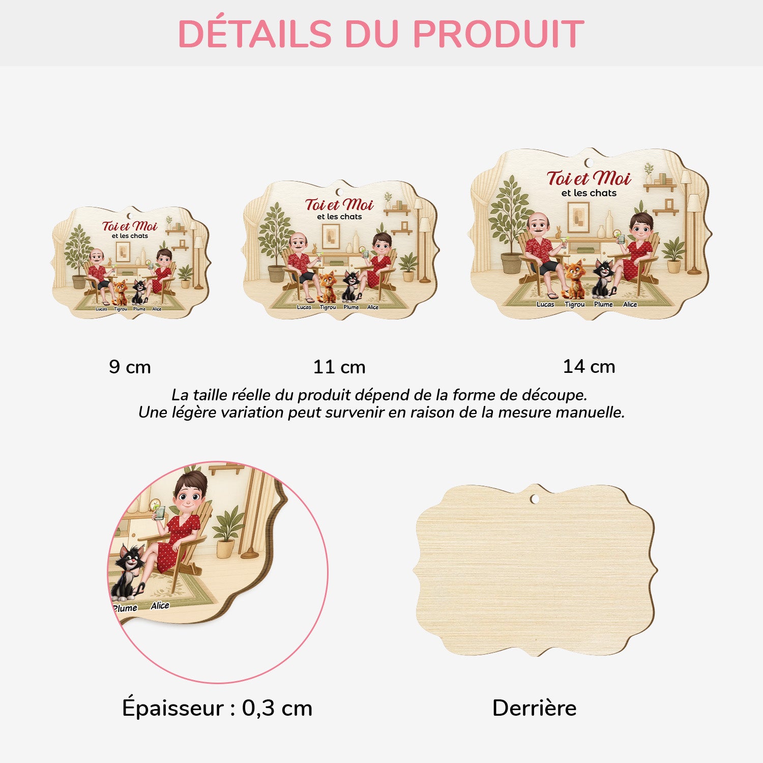 5418OFR3 ornement noel en bois a 2 couches personnalise couple chat toi et moi et notre bebes a fourrure 5418o6lmg_afed7745 f8ff 4284 b14d 848bd58910c7