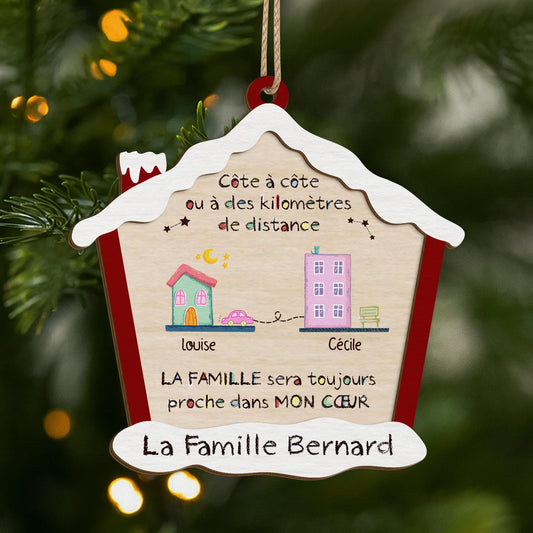 5441OFR1 la famille sera toujours proche dans mon coeur ornement en bois a 2 couches personnalise 5441otvai