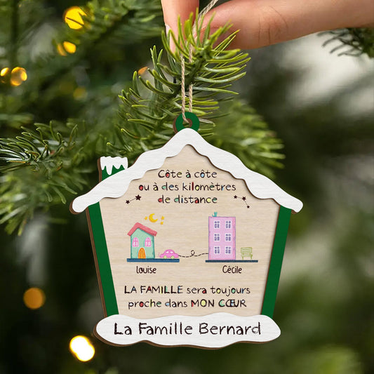 5441OFR2 la famille sera toujours proche dans mon coeur ornement en bois a 2 couches personnalise 5441otvai