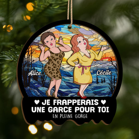 5446OFR1 ornement en bois a 2 couches ami personnalise je frapperais pour toi 5446o8ttf