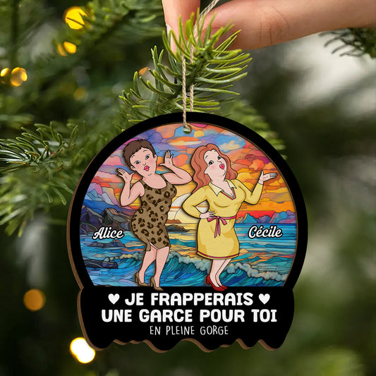 5446OFR2 ornement en bois a 2 couches ami personnalise je frapperais pour toi 5446o8ttf