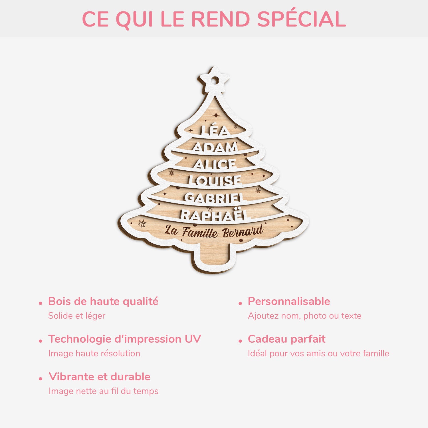 5449OFR4 ornement noel famille sapin en bois a 2 couches personnalise 5449o6zmf