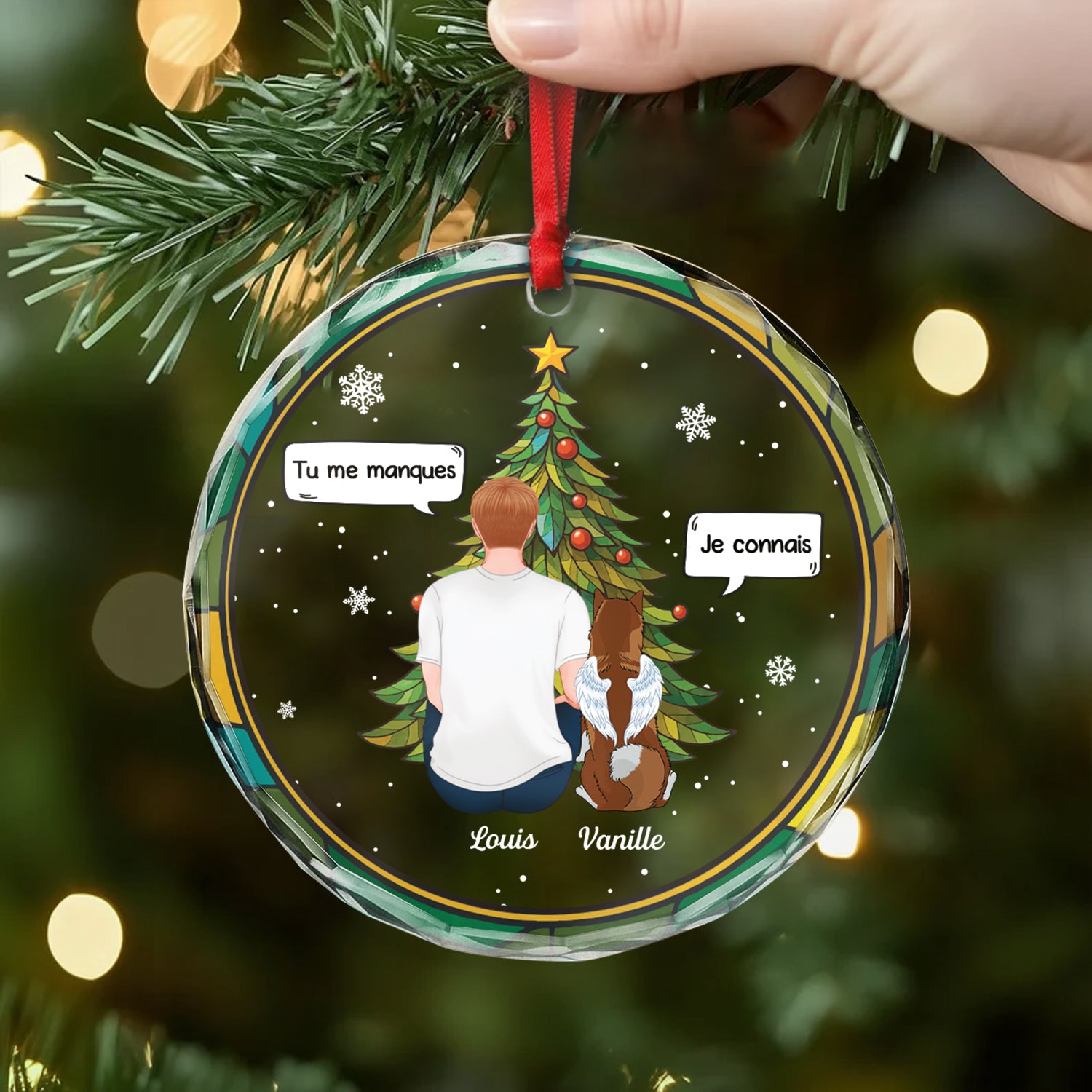 5452OFR2 ornement en verre personnalise tu me manques chien noel 5452okqnc